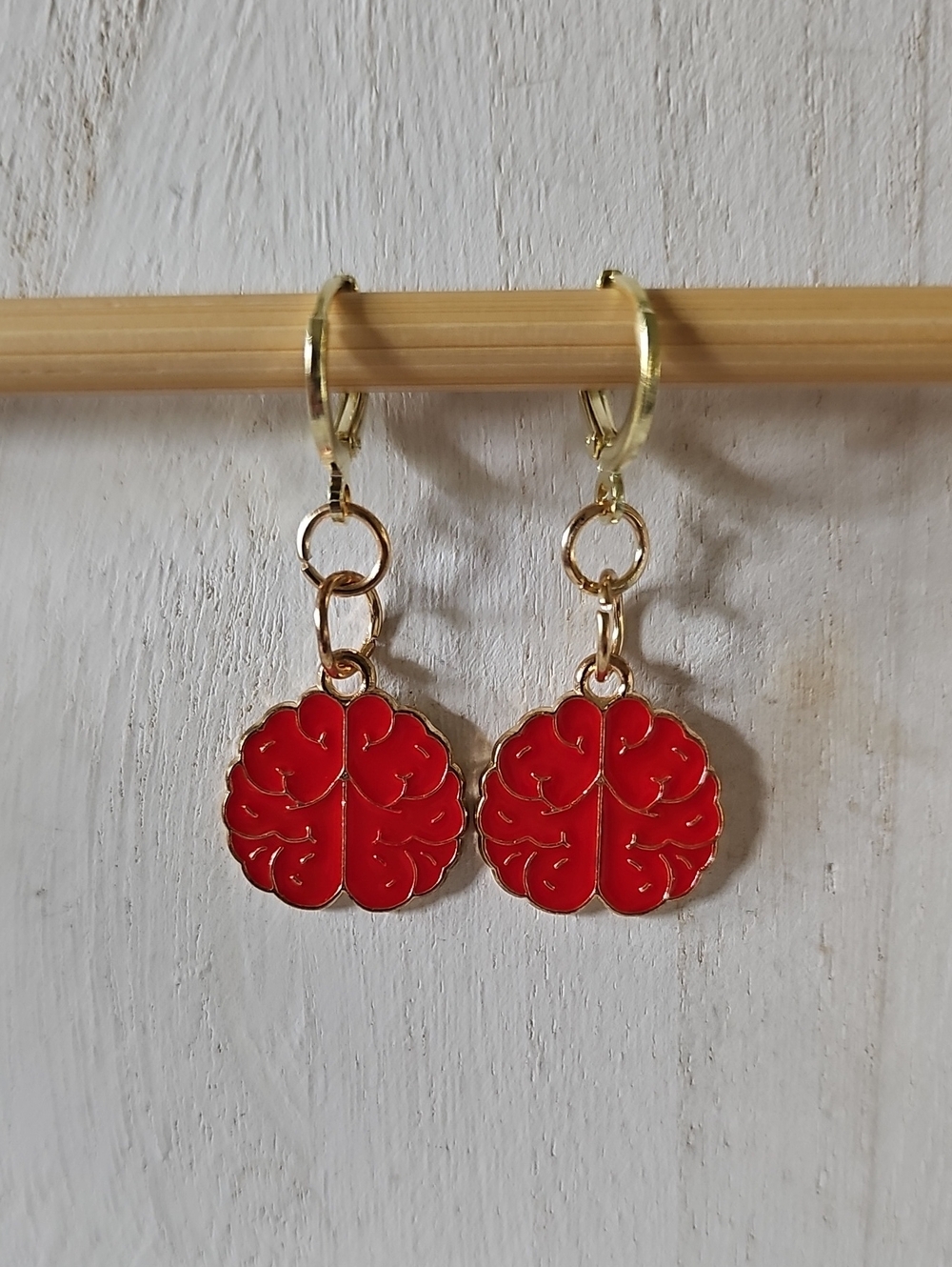 Red Brain Earrings